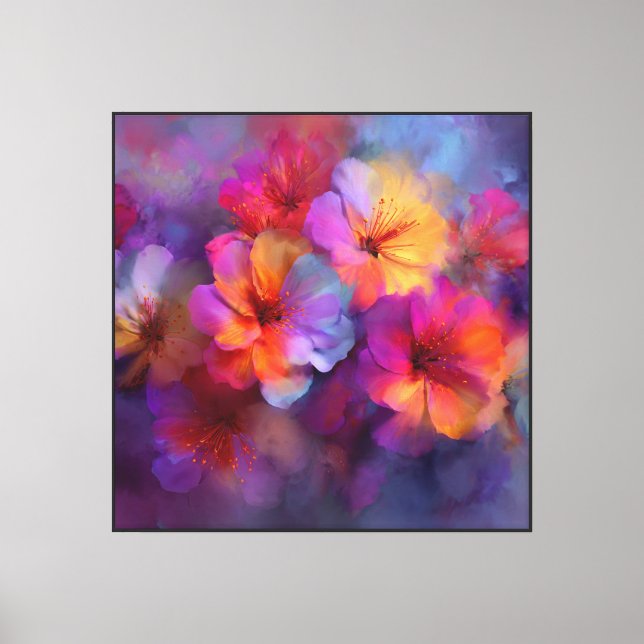 Celestial Hibiscus Abstract Bloom Art Canvas Print (Front)