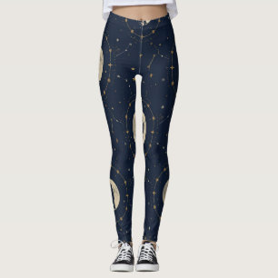 Celestial Howling Wolf Moon Pattern Leggings