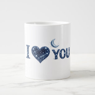 Celestial I Love You – Stars, Moon & Heart Design Large Coffee Mug