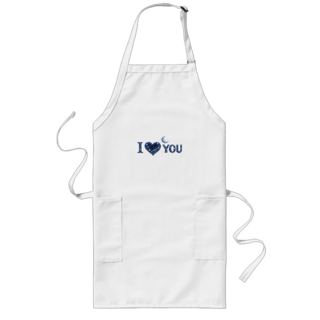 Celestial I Love You – Stars, Moon & Heart Design Long Apron (Front)