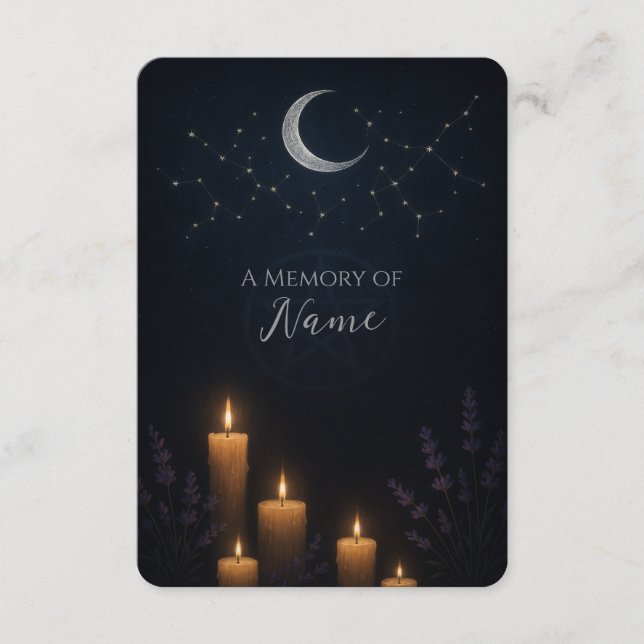  Celestial Indigo Pagan Witch Funeral Memorial Enclosure Card (Front)