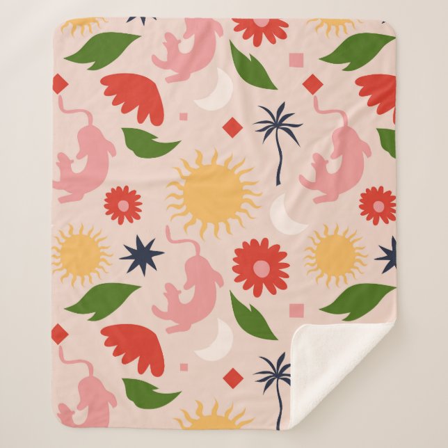 Celestial Jungle Sherpa Blanket (Front)