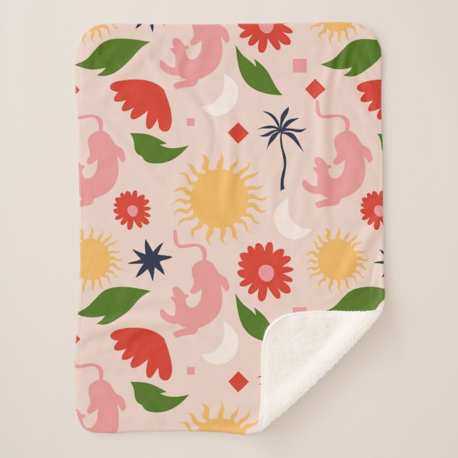 Celestial Jungle Sherpa Blanket (Front)
