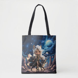 Celestial Kitsune – Guardian of the Four Tails. Tote Bag