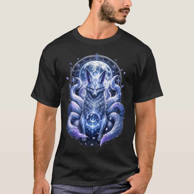Celestial Kitsune Moon Spirit T-Shirt | Fantasy Ja (Front)