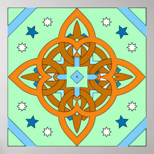 Celestial Knot Art Prints | Unique Star Patterns (Front)