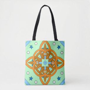 Celestial Knot Art Prints Unique Star Patterns Tote Bag