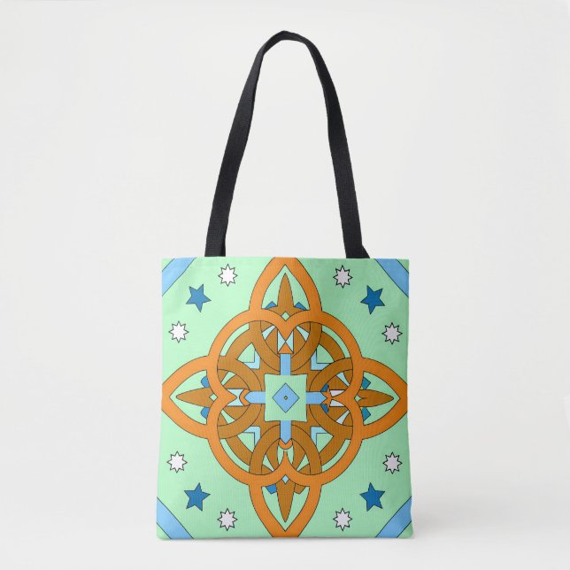 Celestial Knot Art Prints | Unique Star Patterns Tote Bag (Front)