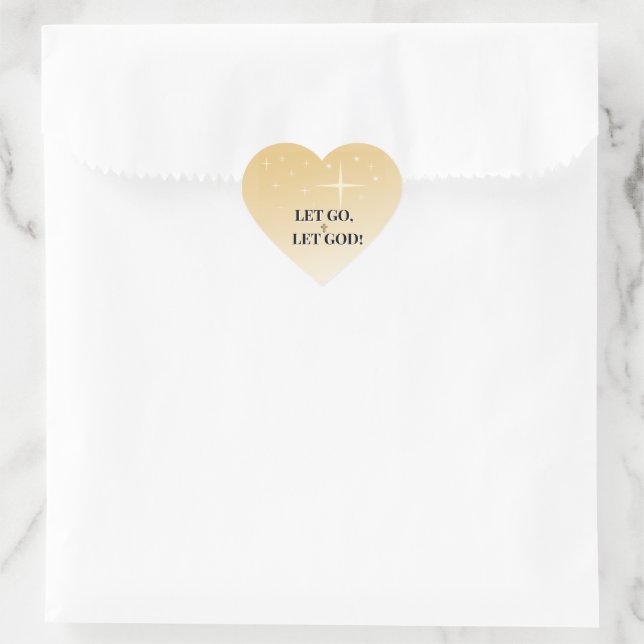 Celestial Let Go Let God Cross Blessing Heart Sticker (Bag)