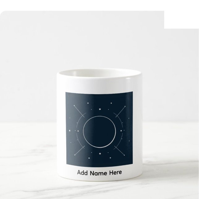 Celestial Line Art Custom Name Mug - Navy & Silver (Creator Uploaded)