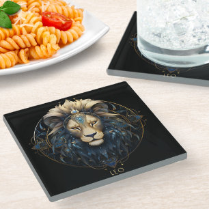 Celestial Lion Zodiac Symbol Sun Sign Name Leo Glass Coaster