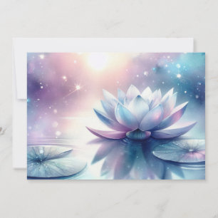 Celestial Lotus Bloom Water Lily Spiritual Cosmic Holiday Card