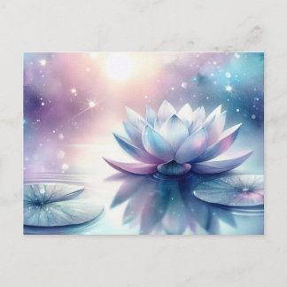 Celestial Lotus Bloom Water Lily Spiritual Cosmic Holiday Postcard