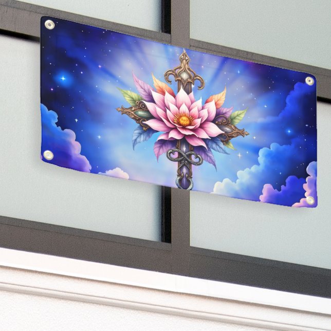 Celestial Lotus Cross  Banner (Outside Building)