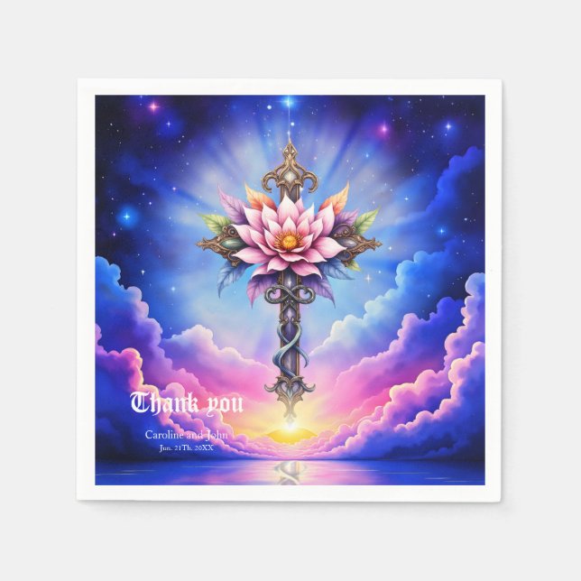 Celestial Lotus Cross  Napkin (Front)