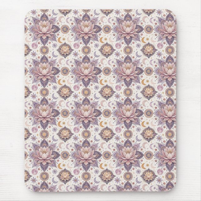 Celestial Lotus Mandala Spiritual Design Pattern Mouse Pad (Front)