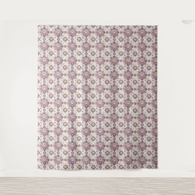 Celestial Lotus Mandala Spiritual Design Pattern Tapestry (Front)