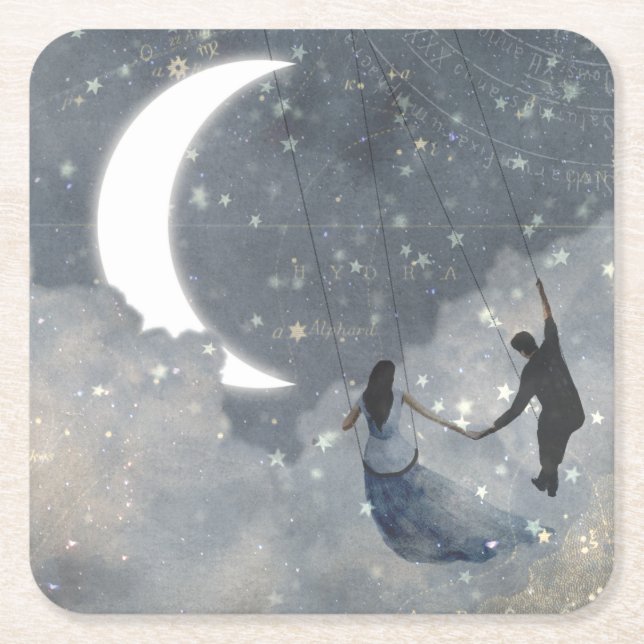 Celestial Love Square Paper Coaster (Front)