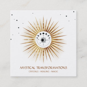 *~* Celestial  Luna  Lunar Moon Magic Light Boho Square Business Card