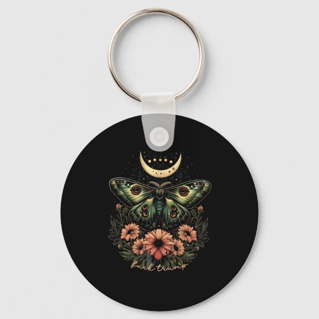 Celestial Luna Moth Subtle Anti Trump  Key Ring (Front)