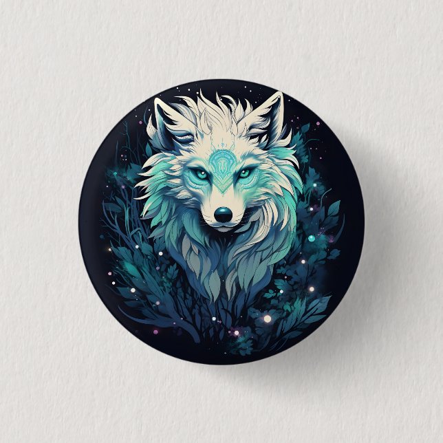 Celestial Lunar Wild Wolf 3 Cm Round Badge (Front)