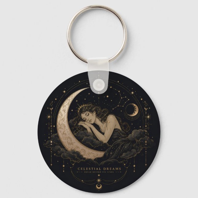 Celestial Luxury Moon & Stars Charm  Key Ring (Front)