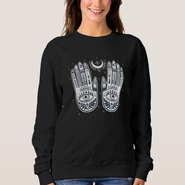 Celestial Magic Evil Eye Witch Hand All Seeing Eye Sweatshirt (Front)