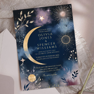 Celestial Magic Moon & Stars Wedding Invitation