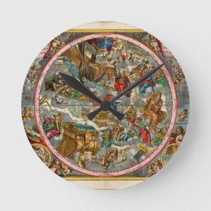Celestial Map Antique I Round Clock