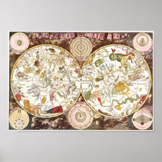 Celestial map from the 17th century poster