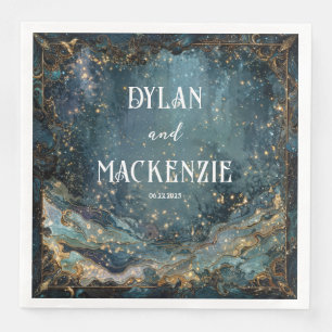 Celestial Marble Galaxy Wedding Napkins