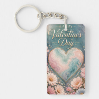 Celestial Marble Heart Valentine Garden Key Ring
