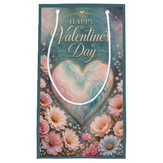 Celestial Marble Heart Valentine Garden Small Gift Bag