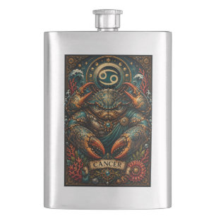 Celestial Masculine Cancer Taurus design Hip Flask