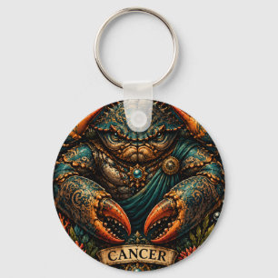 Celestial Masculine Zodiac Cancer design Key Ring