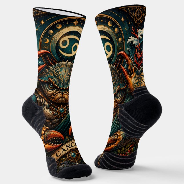  Celestial Masculine Zodiac Cancer design Socks (Angled)