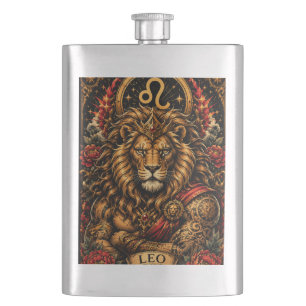 Celestial Masculine Zodiac Leo design Hip Flask