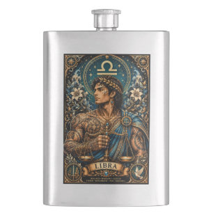 Celestial Masculine Zodiac Libra design Hip Flask