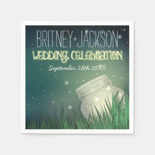 Celestial Mason Jar Firefly Wedding Napkins