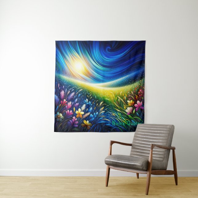 Celestial Meadow – Dreamlike Wildflower Landscape Tapestry (In Situ)
