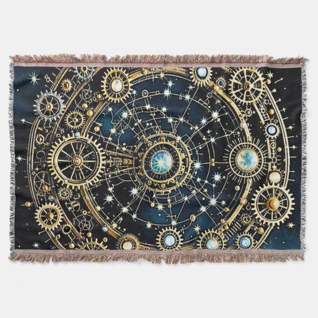 Celestial Mechanism Cosmic Art Throw Blanket (Front)