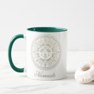 Celestial Medallion Boho Zodiac Sun Face Mandala Mug