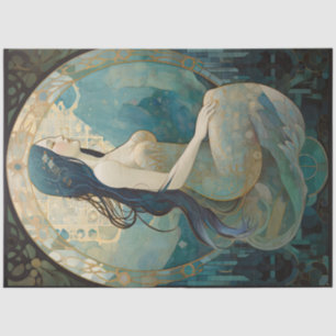 Celestial Mermaid Neutral Retro Deco Art Decoupage Tissue Paper