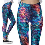 Celestial Mermaid Sparkles Galaxy Scales Glitter Leggings<br><div class="desc">Galaxy Sparkles Purple Peach Turquoise Mermaid Scales Leggings | Celestial Attire. Immerse yourself in the cosmic beauty of my Celestial Mermaid Sparkles Leggings. Featuring a mesmerising blend of purple, peach, and turquoise, these leggings showcase an illustrated cartoon scale design with sparkles and stars, evoking a definite galaxy vibe. The unique...</div>