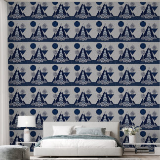 Celestial midnight bloom geometric AI art  Wallpaper