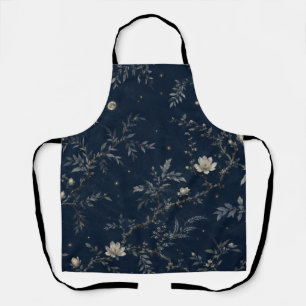Celestial Midnight Garden Floral Navy Apron