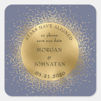 celestial midnight gold moon save the date square