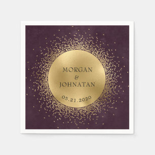celestial midnight gold moon wedding napkin