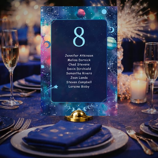 celestial midnight moon wedding seating  table number (Creator Uploaded)