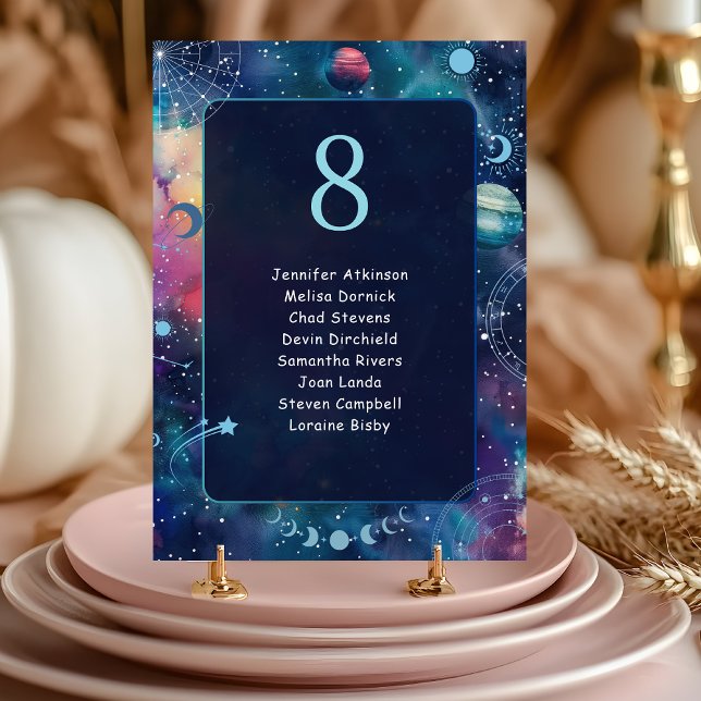 celestial midnight moon wedding seating  table number (Creator Uploaded)
